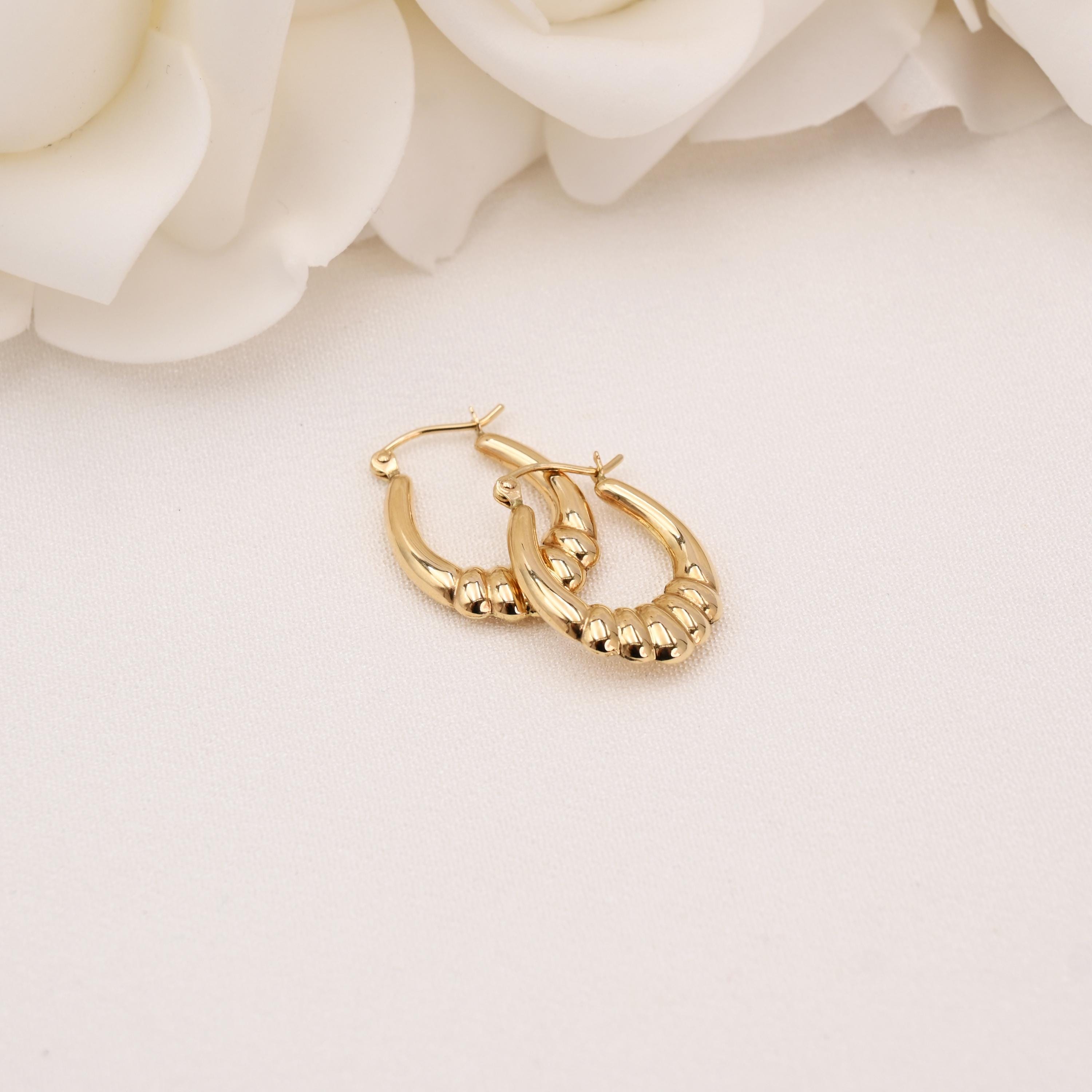 14k Gold Polished Shrimp Hoop Earrings - Fine Jewelry - Perfect For Everyday