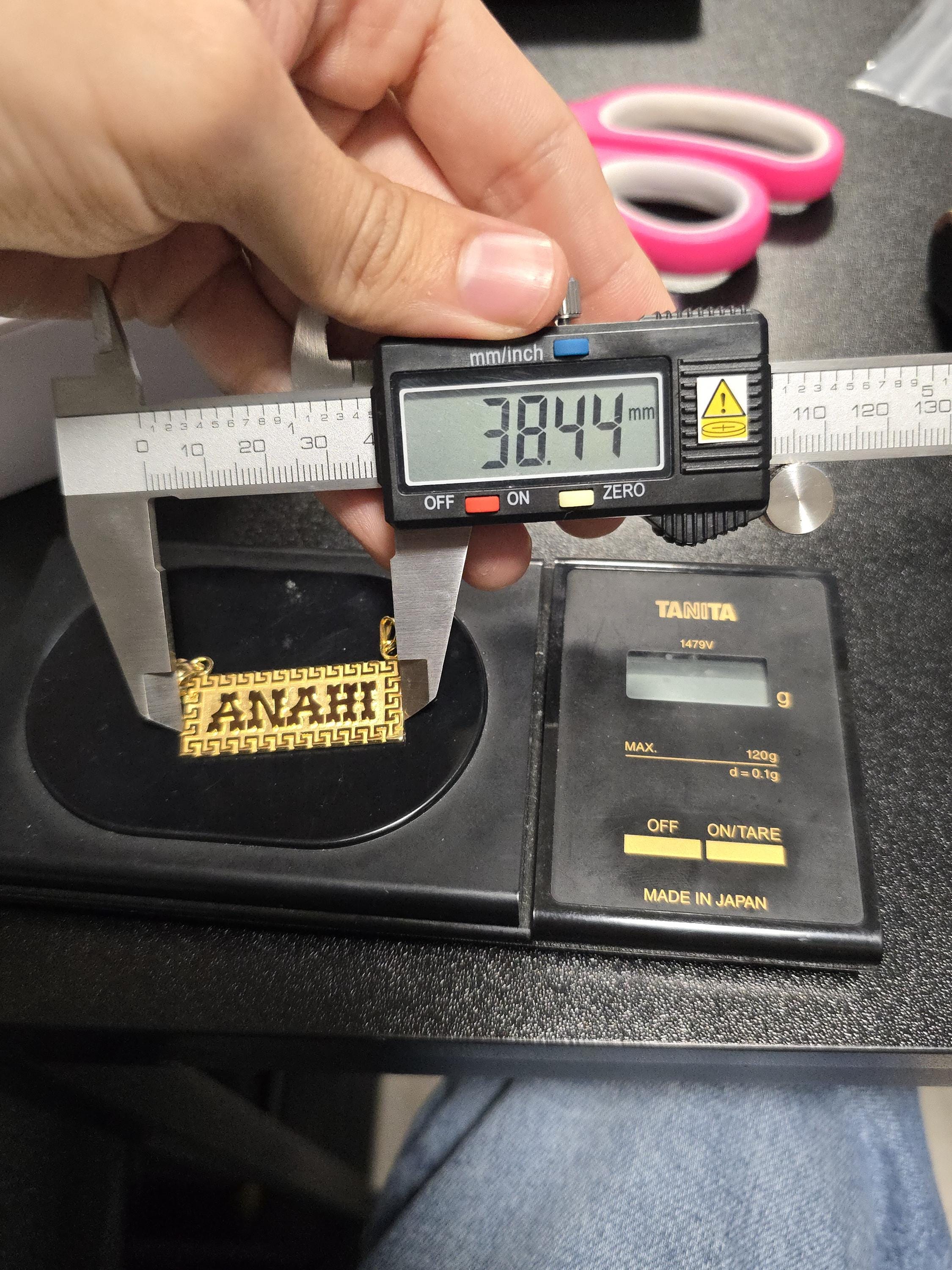 Solid 14k Gold Thick Custom Nameplate - Greek pattern - Unisex - Unique & Everlasting