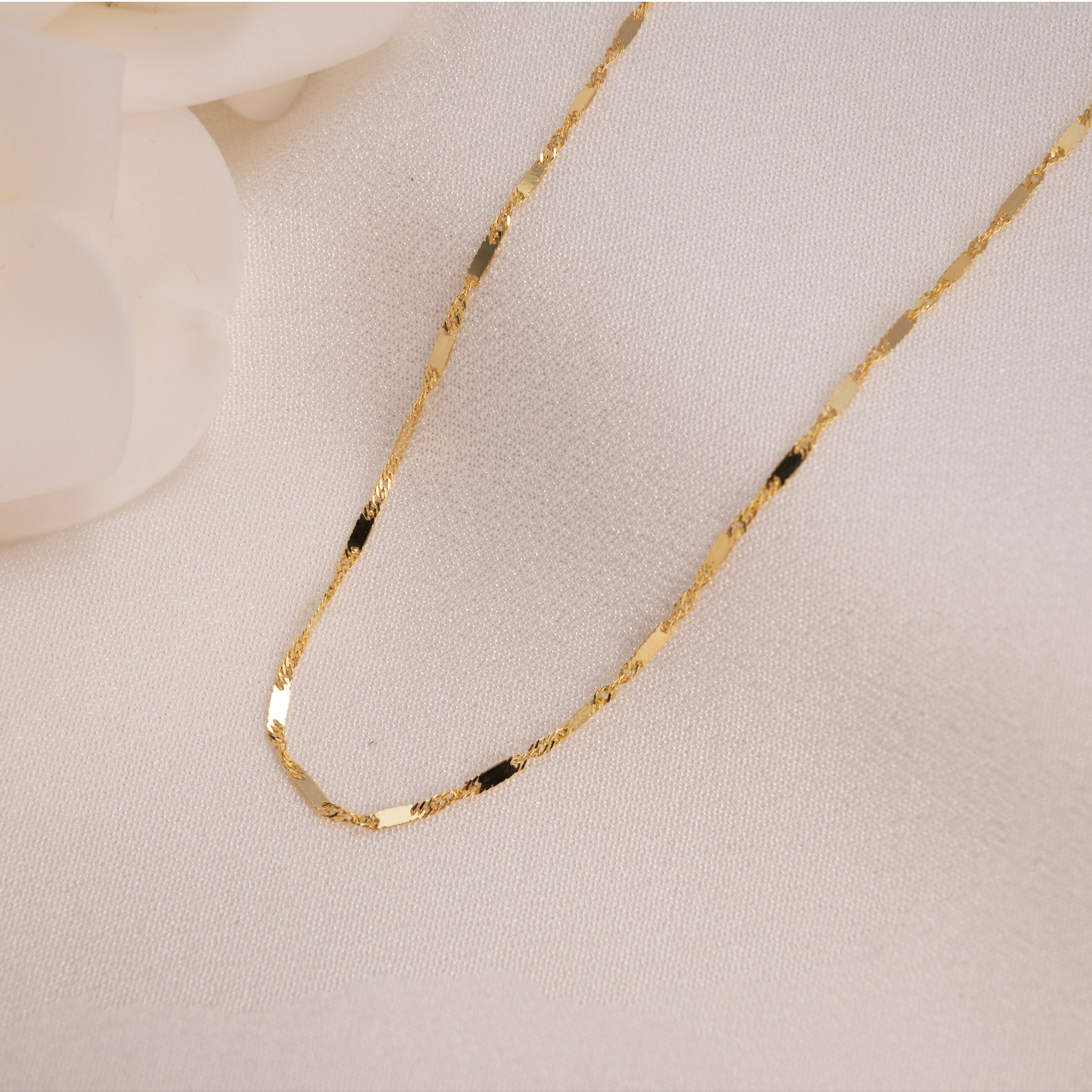 14k Singapore Bar Chains