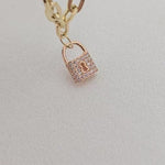 Adorable 14k Gold Rolo Charm Bracelet - Key & Lock - Fine Jewelry For Her - 7 1/2"