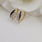 Solid 14k Gold Onyx and CZ Huggies Earrings - Black Earrings - Modern Jewelry - For her - Comfortable And Versatile
