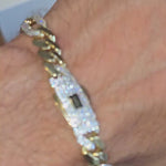 14k Gold Monaco Figaron Iced Out Link Bracelet - CZ