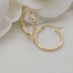20mm Diamond Cut 14k Gold Hoop Earrings -  2x2 mm Thick  - Shiny and modern - For Her