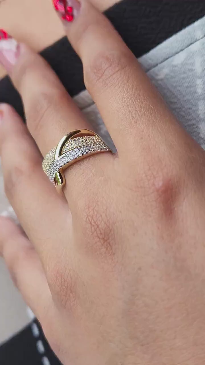 14k Thick Pave 2 tones Ring