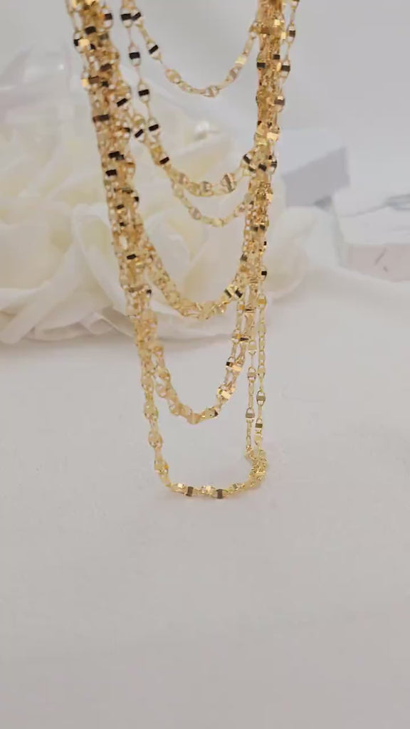Solid 14k Gold Unique Mariner Mirror Necklace - 16", 18", 20", 22", 24" - 2.5MM - Shiny & Modern - Perfect Gift For Her