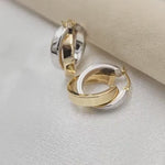 14k 2 Toned Polished Criss-Cross Hoop Earrings - 9mm Thick - Modern Jewlery
