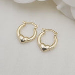 14k Mini Hearts Hoop Earrings - 13MM - Fine Jewelry
