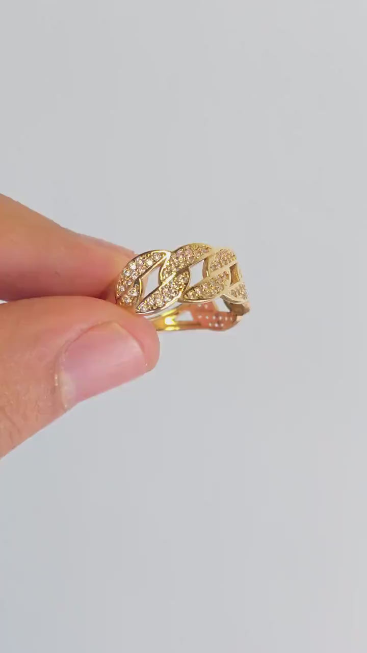 14k Thick Pave Curb Ring