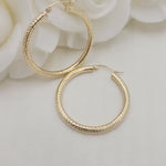 35MM 14k Gold Fully Diamond Cut Hoop Earrings - 3MM Thick - Perfect Gift - Modern Jewelry For Her