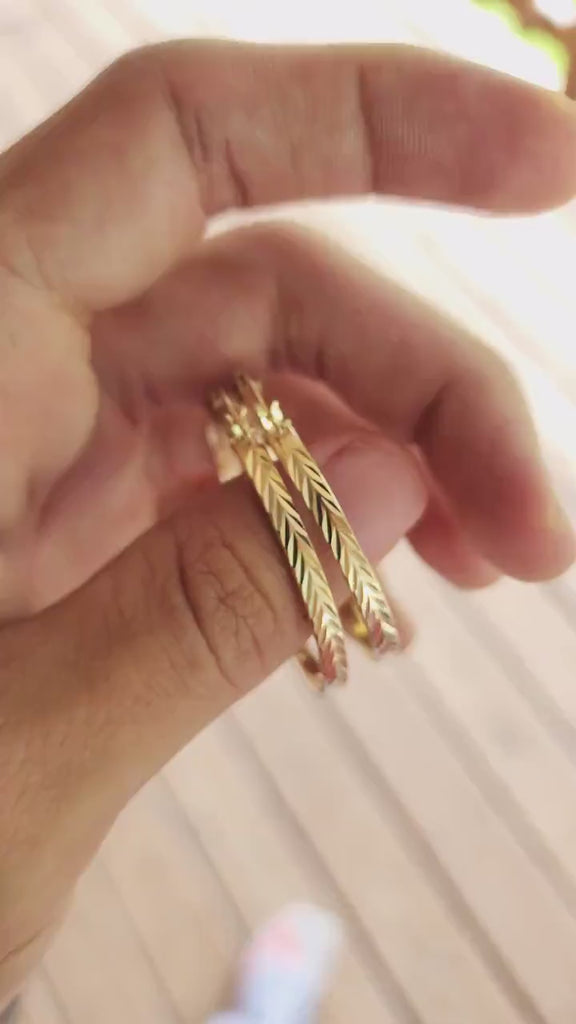 Real 14k Gold Arrow Diamond Cut Hoop Earrings - 42MM - 3MM Thick - Shiny & Elegant - Perfect For Her - Big Hoops