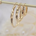 14k Gold Hammered Texture Hoop Earrings - 20mm, 30mm, 40mm - Shiny & Elegant - Fine Jewelry For Her