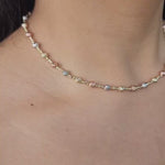 Real 14k Gold Tricolor Gold Shiny Bead Necklace - Diamond Cut - Perfect Gift For Her - White, yellow and rose gold - 16 and 18 Inches
