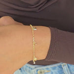 Adorable 14k Tricolor Multi Heart Charm Bracelet - Adjustable Bracelet - Fine Jewelry For Her