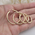 14k Yellow Gold 3MM Round Hollow Polished Hoop Earrings - Thick Hoops - Classic & Lightweight - 14k Stamped