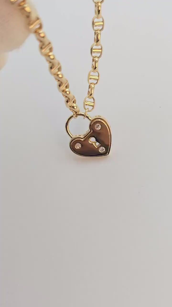 14k Heart Locket Bracelet - 7+1 inches