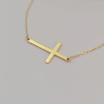 Dainty 14k Gold Adjustable Cross Bracelet - Minimalist piece for her - Fine Jewelry - Gift For Her