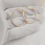 Unique 14k Gold 30mm Tricolor Gold Hoops Earrings - Lightweight & Versatile - Everyday Hoops - Gift For Her