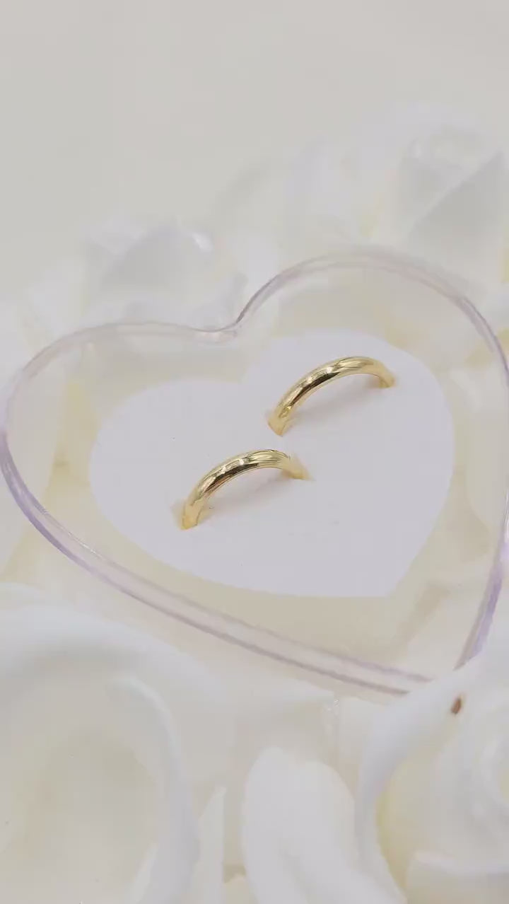 Solid Gold Wedding Bands - Polished Curved Bands for Her and For Him - Anniversary Gift - 14k, 18k.