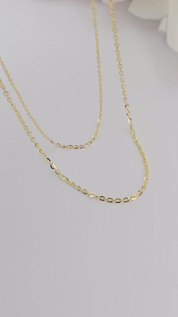 Dainty 14k Gold Shiny Cable Necklace - Minimalist Jewelry For Her - Real Gold - Elegant & Modern - Perfect Gift