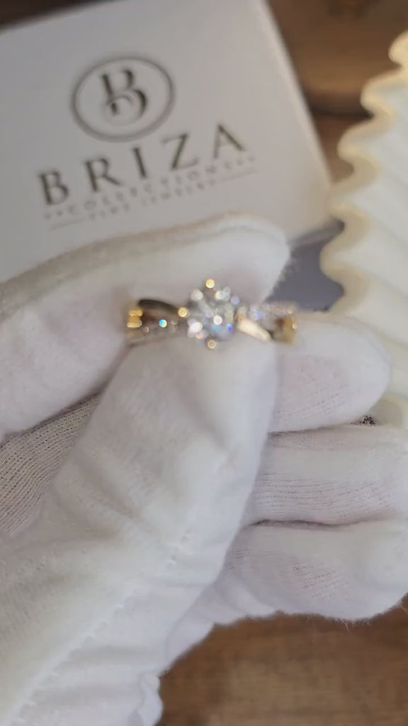14K Gold Bypass CZ Engagement Ring – 6.2mm -  Elegant & Classy - Fine Jewelry For Her