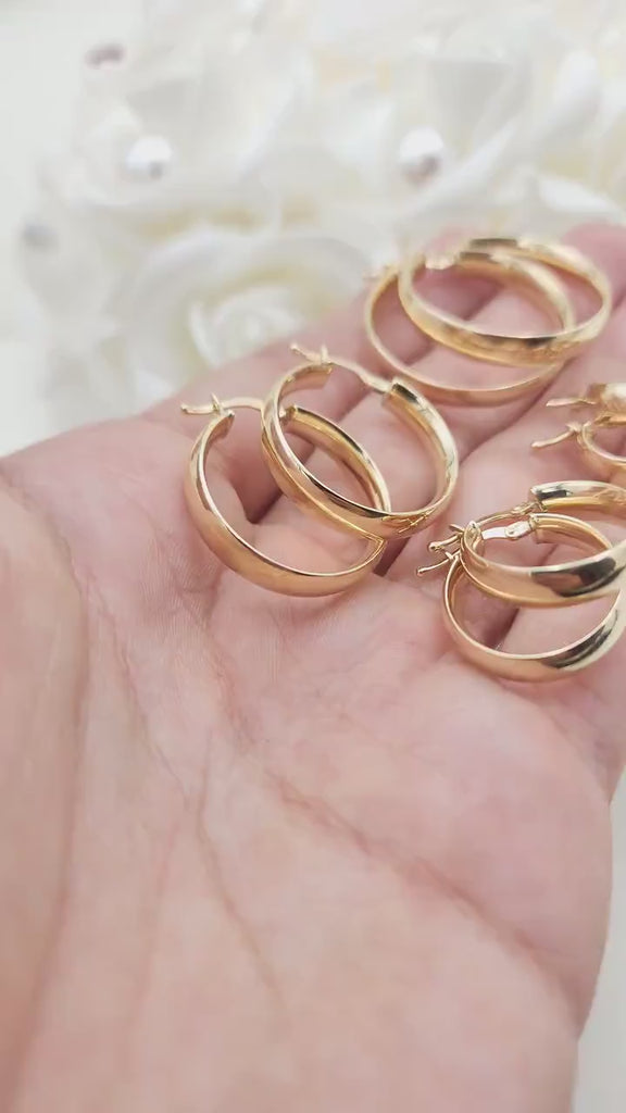 Real 14k Gold 5mm Thick  Polished Hoop Earrings - 14MM, 20MM, 25MM, 30MM - Elegant & Everlasting - Perfect For Her