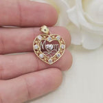 Solid 14k Gold Mom Heart Pendant - Perfect Gift For Her - Big Heart Mom Charm - 20mm