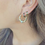 14k Gold Tricolor Heart Hoops - Double-sided - For Her - Lightweight & Fancy