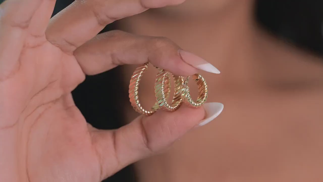 14k Gold 5MM Thick Croissant Hoop Earrings - 15MM, 20MM, 25MM - Perfect Gift For Her - Fine Jewelry - Elegant & Versatile