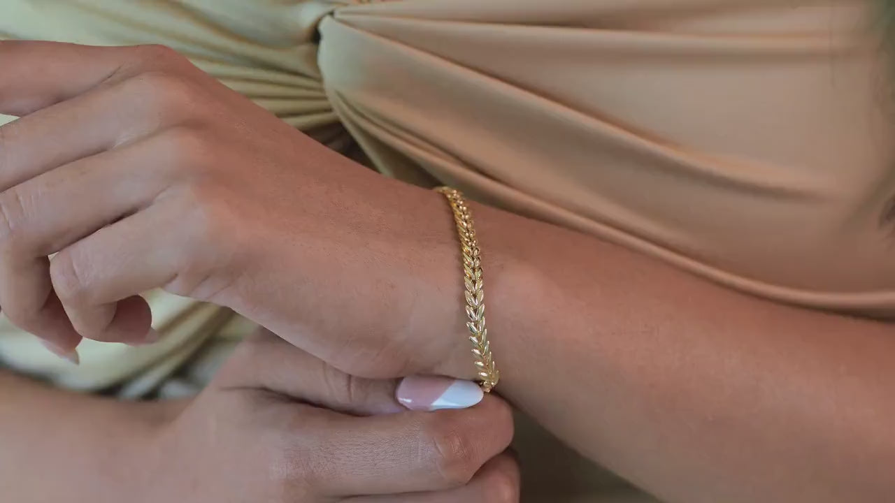 14K  Leaf Link Bracelet - 7+1"