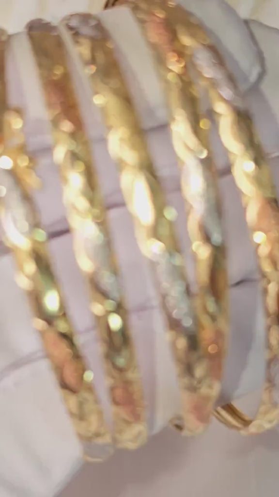 Vintage Solid 14k Gold Tricolor Shiny Bangles ( only one left available )