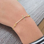 Fully Adjustable 14k Gold Cross Bracelet - 7.5" to 6" - Solid Gold - Elegant & Minimalist - Fine Gold Jewelry