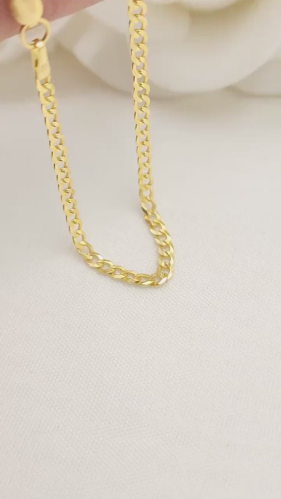 Solid 14k Gold 2.5mm Curb Cuban Link Chains - 16", 18", 20", 22", 24" - Cuban Link - For Her -  For Him - For kids