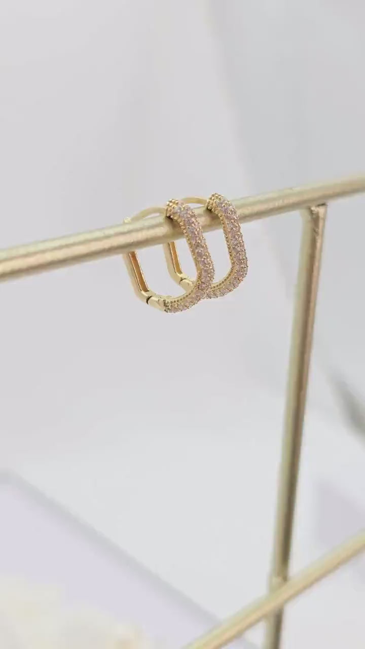 14k Pave Huggie Earrings