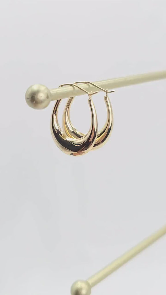14k Polished Crescent Hoop Earrings - 4mm Thick - Fancy Earrings For Her - Real Gold - Minimalist