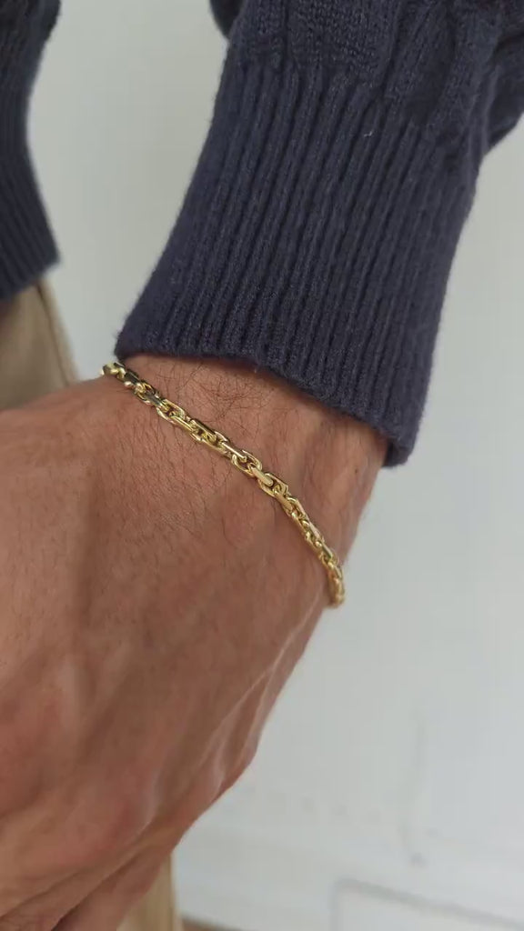 Solid 14k Gold Rolo Bracelet - Elegant & Everlasting - 3.8MM Thick - Unisex - Perfect Gift