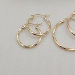 14K Yellow Gold Twisted Hoop Earrings - Unique and Versatile - For Everyday - Shiny