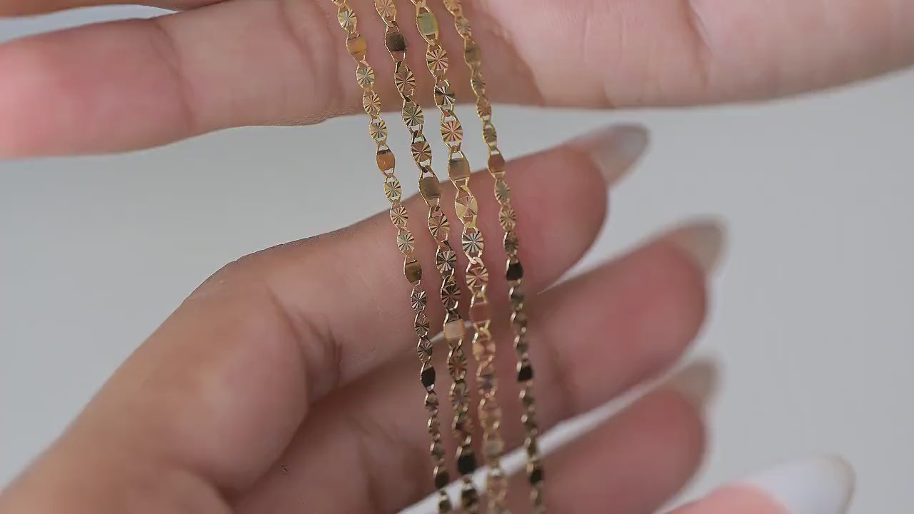 14k Tricolor Valentino Mirror Necklace