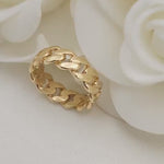 Solid 14k Gold Cuban Link Eternity Band - 6MM - For Her - Everlasting