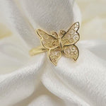 Solid 14k Yellow Gold Big Butterfly Ring - Adorable Modern Jewelry