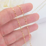 Dainty 14k Gold Mirror Chain - Hammered Necklace - Minimalist Fine Jewelry - Gift For Her