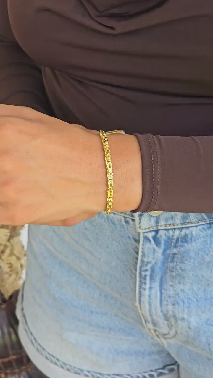Elegant 14k Gold Byzantine Bracelet - 3.5mm Thick - Classy & Versatile - Perfect Gift