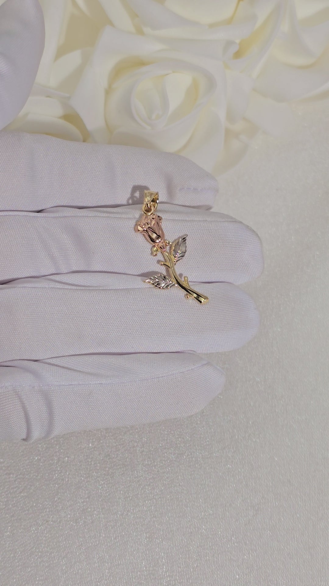 14k Tricolor Gold Rose Pendant