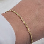 Solid 14k Gold Rope Link Bracelet - For kids, Women - Perfect Gift - 7 Inches - 2mm