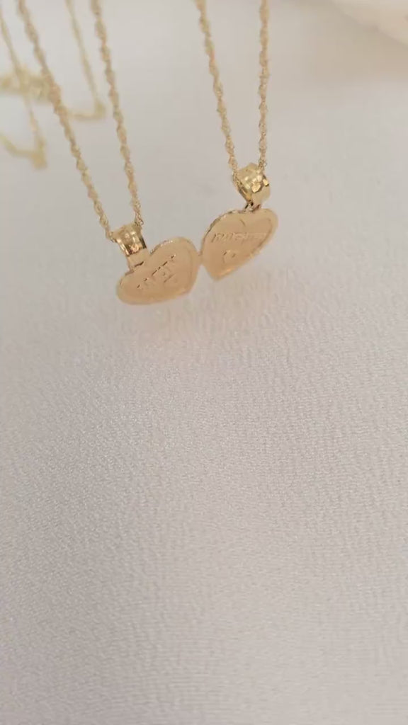 Solid 14k Gold Mom & Daughter Breakable Heart Pendant - 2 for 1 - Perfect Gift - Meaningful Fine Jewelry