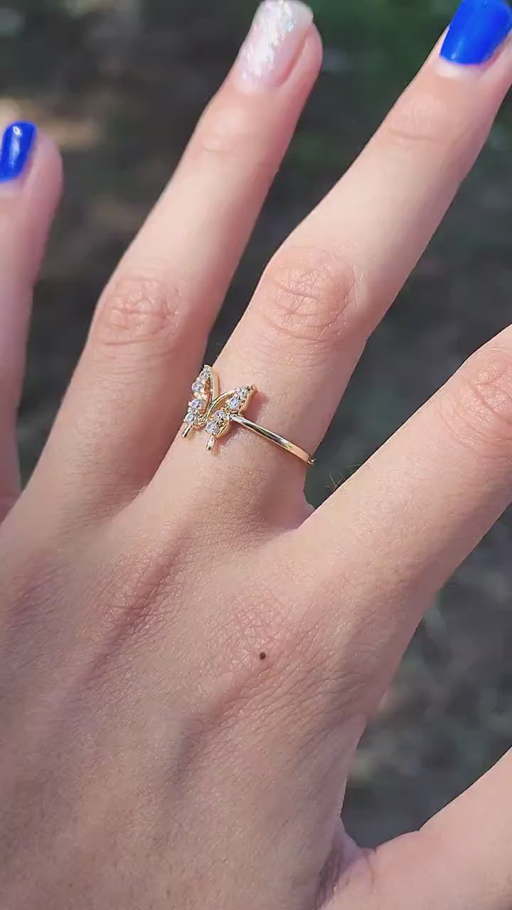 14k Butterfly Ring