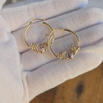 14k Mom Hoop Earrings - Rose & Yellow Gold