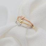 Solid 14k Gold Triple Tricolor Heart Ring - For Her - Statement Ring - Meaning Jewelry