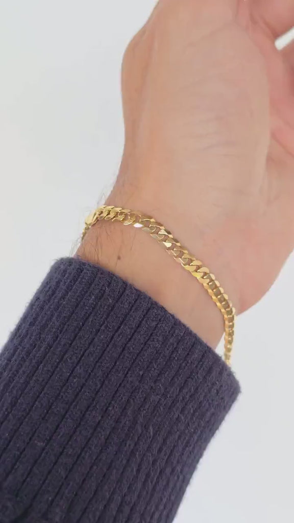 Solid 14k Gold Close Link Curb Bracelet - 8 Inches - Unisex - Shiny & Elegant -  Gift Ideas