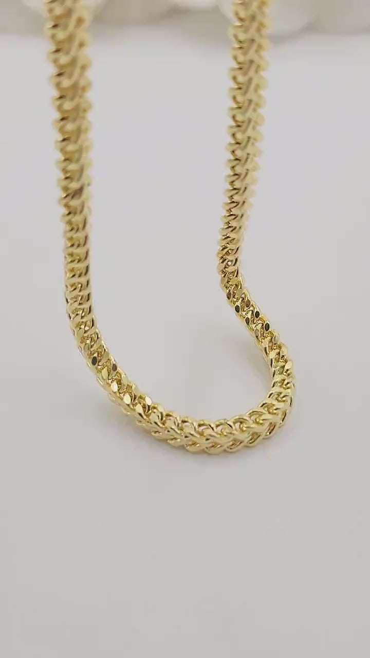 Real 14k Gold 4MM Thick Square Franco Chain - 24 Inches