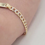 Solid 14k Gold Diamond Cut Curb Cuban Link ID Bracelet - Personalized Bracelet - 7 Inches - 4.9MM - 100% Real Gold